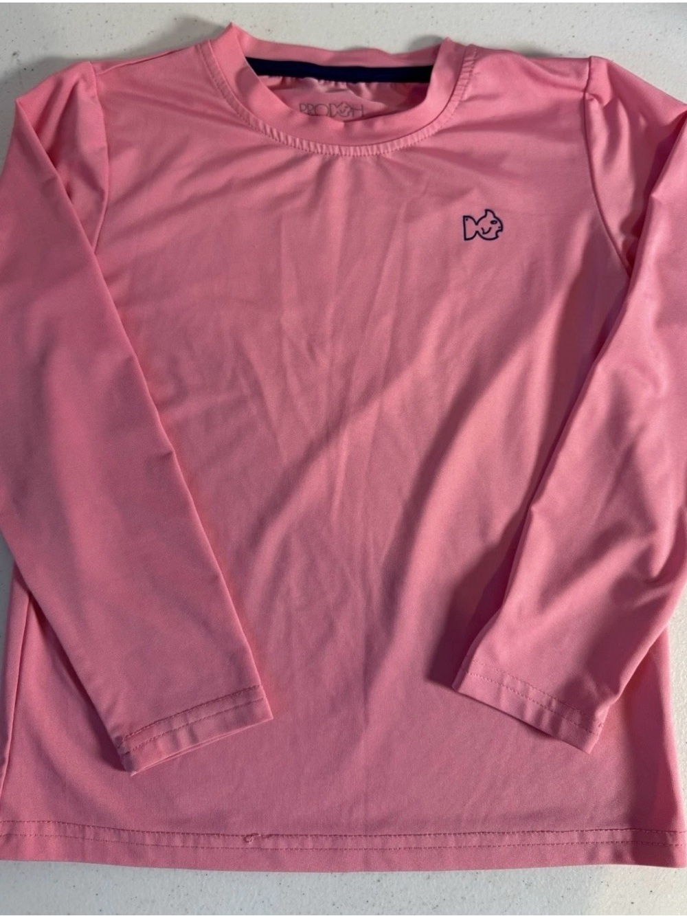 Prodah Girls Size 6 Pink UPF 50+ Striped Bass Long Sleeve Fishing Shirt